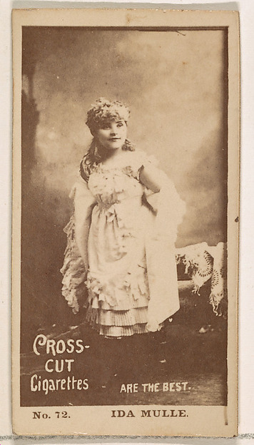 Card Number 72, Ida Mulle, from the Actors and Actresses series (N145-2) issued by Duke Sons & Co. to promote Cross Cut Cigarettes by W. Duke, Sons & Co., The Metropolitan Museum of Art