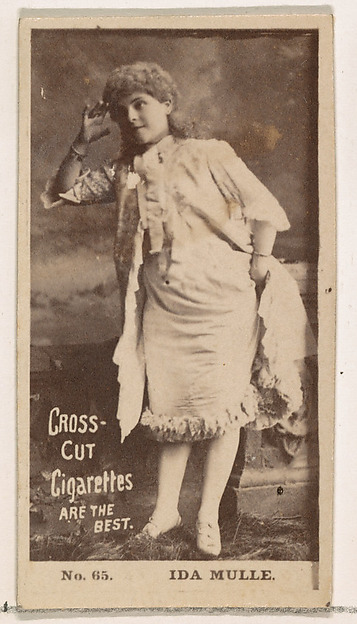 Card Number 65, Ida Mulle, from the Actors and Actresses series (N145-2) issued by Duke Sons & Co. to promote Cross Cut Cigarettes by W. Duke, Sons & Co., The Metropolitan Museum of Art