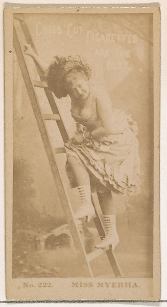Card Number 222, Miss Myerha, from the Actors and Actresses series (N145-2) issued by Duke Sons & Co. to promote Cross Cut Cigarettes