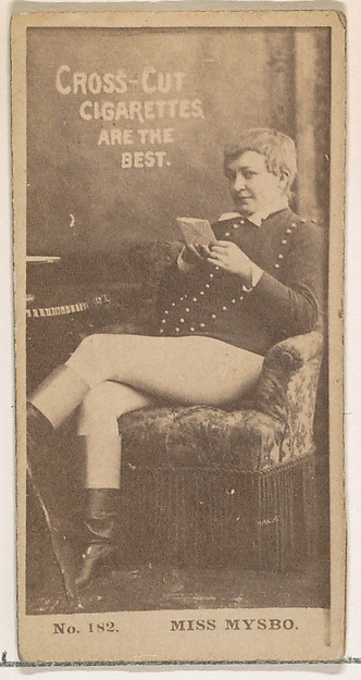Card Number 182, Miss Mysbo, from the Actors and Actresses series (N145-2) issued by Duke Sons & Co. to promote Cross Cut Cigarettes