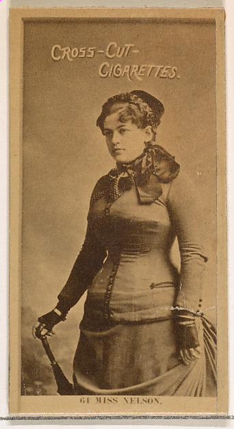 Card Number 64, Miss Nelson, from the Actors and Actresses series (N145-2) issued by Duke Sons & Co. to promote Cross Cut Cigarettes