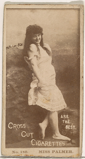 Card Number 180, Miss Palmer, from the Actors and Actresses series (N145-2) issued by Duke Sons & Co. to promote Cross Cut Cigarettes by W. Duke, Sons & Co., The Metropolitan Museum of Art