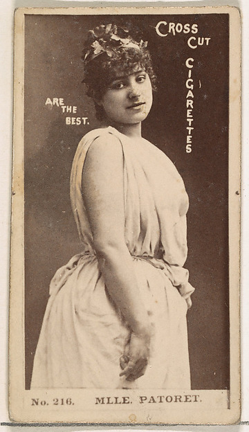 Card Number 216, Mlle. Patoret, from the Actors and Actresses series (N145-2) issued by Duke Sons & Co. to promote Cross Cut Cigarettes