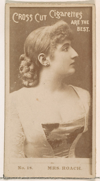 Card Number 18, Mrs. Roach, from the Actors and Actresses series (N145-2) issued by Duke Sons & Co. to promote Cross Cut Cigarettes