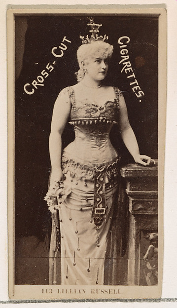 Card Number 113, Lillian Russell, from the Actors and Actresses series (N145-2) issued by Duke Sons & Co. to promote Cross Cut Cigarettes by W. Duke, Sons & Co., The Metropolitan Museum of Art