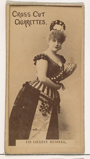 Card Number 133, Lillian Russell, from the Actors and Actresses series (N145-2) issued by Duke Sons & Co. to promote Cross Cut Cigarettes