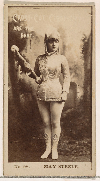 Card Number 98, May Steele, from the Actors and Actresses series (N145-2) issued by Duke Sons & Co. to promote Cross Cut Cigarettes