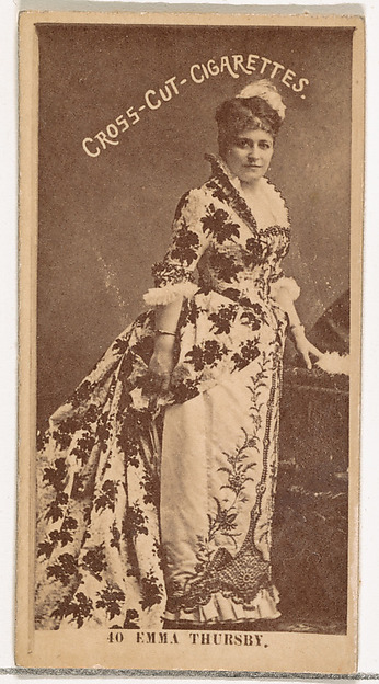 Card Number 40, Emma Thursby, from the Actors and Actresses series (N145-2) issued by Duke Sons & Co. to promote Cross Cut Cigarettes