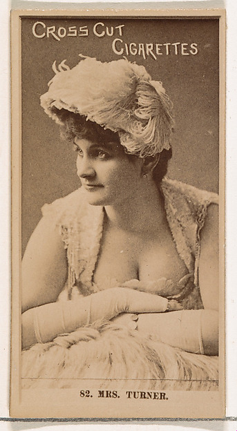 Card Number 82, Mrs. Turner, from the Actors and Actresses series (N145-2) issued by Duke Sons & Co. to promote Cross Cut Cigarettes