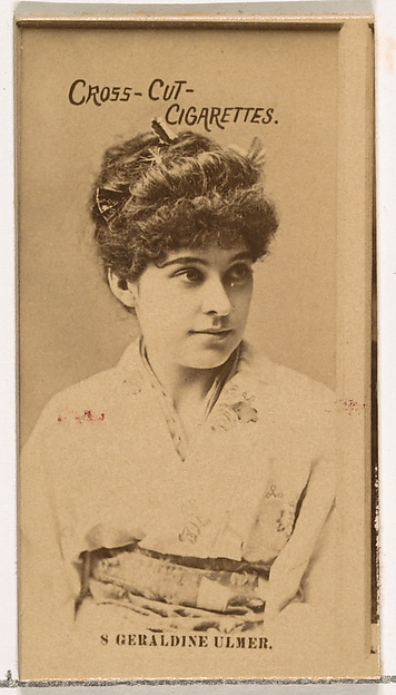 Card Number 8, Geraldine Ulmer, from the Actors and Actresses series (N145-2) issued by Duke Sons & Co. to promote Cross Cut Cigarettes