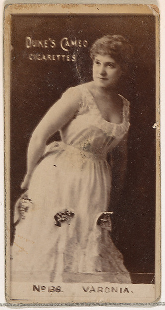 Card Number 136, Varonia, from the Actors and Actresses series (N145-2) issued by Duke Sons & Co. to promote Cross Cut Cigarettes