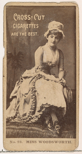 Card Number 23, Miss Woodsworth, from the Actors and Actresses series (N145-2) issued by Duke Sons & Co. to promote Cross Cut Cigarettes