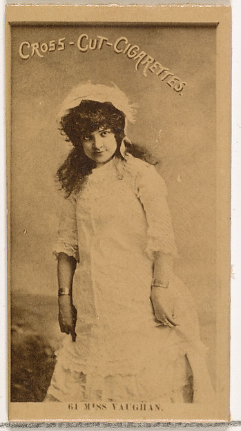 Card Number 61, Miss Vaughan, from the Actors and Actresses series (N145-2) issued by Duke Sons & Co. to promote Cross Cut Cigarettes