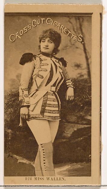 Card Number 124, Miss Wallen, from the Actors and Actresses series (N145-2) issued by Duke Sons & Co. to promote Cross Cut Cigarettes