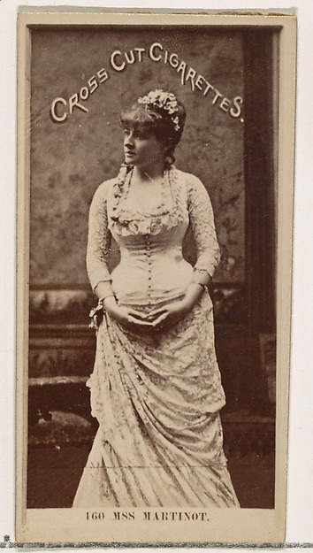 Card Number 160, Miss Sadie Martinot, from the Actors and Actresses series (N145-2) issued by Duke Sons & Co. to promote Cross Cut Cigarettes