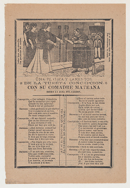Broadsheet relating to a dialogue between Concepcion and her friend Mateana