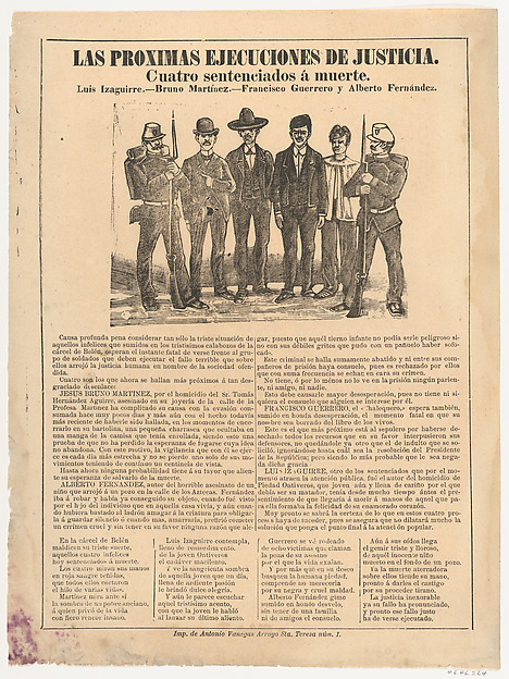 Broadsheet relating to the execution of four men in the name of justice