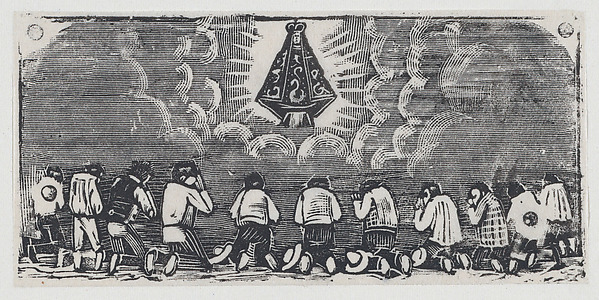 Figures kneeling before the Virgin by José Guadalupe Posada