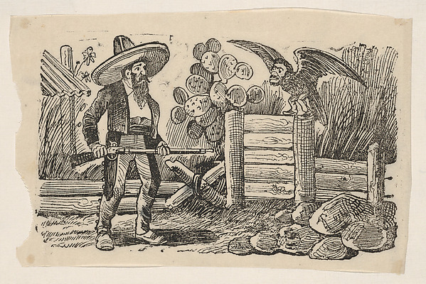The Sorcerer, a man with a gun confronting a bird with the face of a man