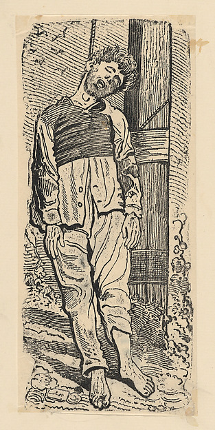 A hanged man, a scene from the Mexican Revolution