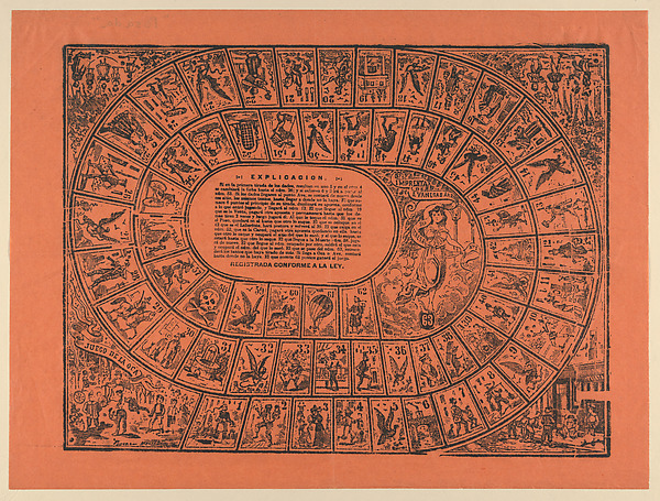 Game of the Goose, with the rules printed in the center