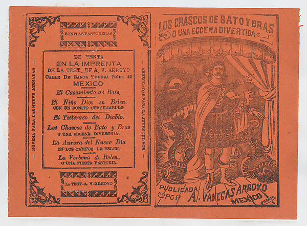 Cover for 'Los Chascos de Bato y Bras o una Eccena Divertida', a man standing on stage surrounded by monsters