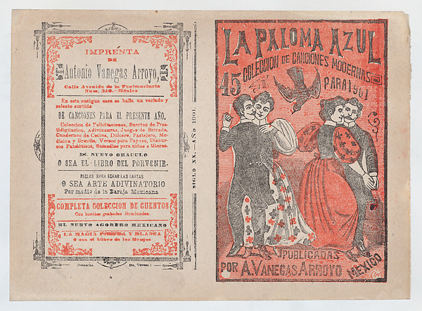 Cover for 'La Paloma Azul : Coleccion de Canciones Modernas Para 1901', two couples dancing while a dove flies in between them