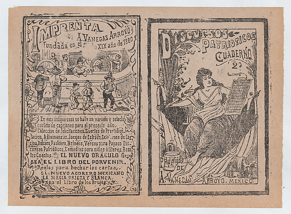 Front and back covers printed on the same sheet for patriotic discourses