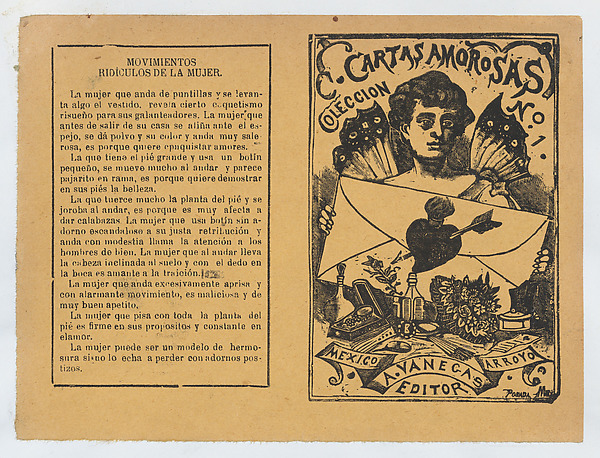 Front and back covers printed on the same sheet for a collection of love letters (number 1)