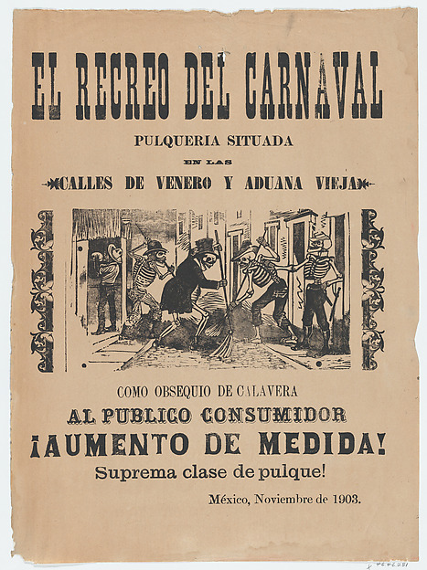 Broadsheet relating to carnival and the sale of high quality Pulque