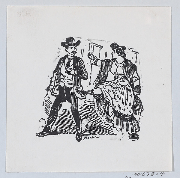 A woman kicking a man while he walks away from her