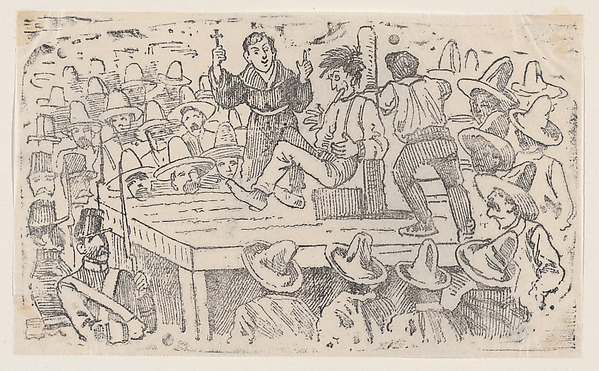 A man executed by garroting in the town square at Mixalco