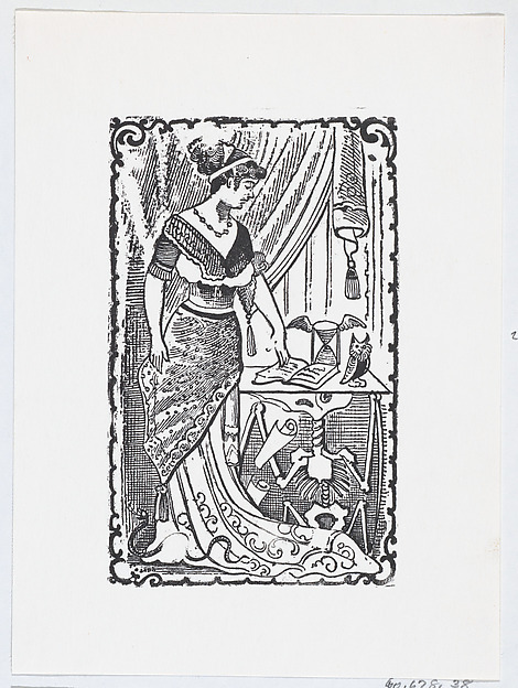 A woman pointing to a book on a desk with a skeleton underneath