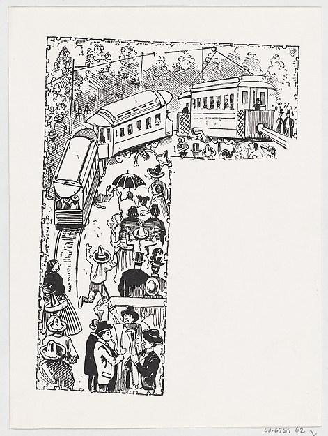Chaos and fatalities resulting from a broken electric trolley car, from a broadside entitled 'Alegre Inauguracion del Eléctrico Tranvía'