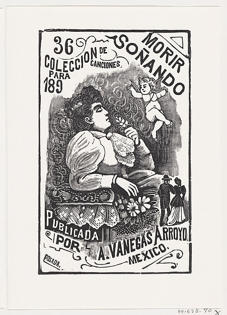 Profile of a woman sitting in a chair with her head back and holding a flower, illustration for 'Morir Soñando,' published by Antonio Vanegas Arroyo