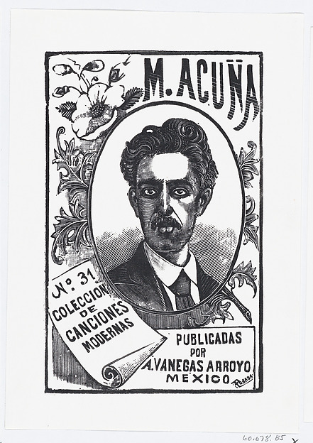 A portrait of Manuel Acuña, illustration for 'Manuel Acuña,' published by Antonio Vanegas Arroyo
