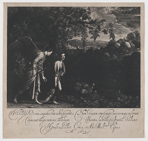 Tobias and the Angel (large plate) by Hendrick Goudt