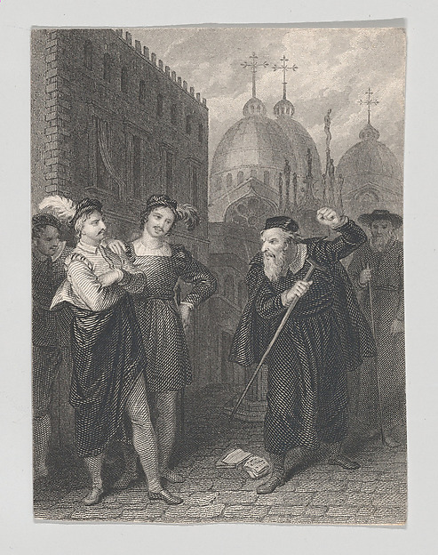 Salanio, Salerio and Shylock (Shakespeare, Merchant of Venice, Act 3, Scene 1)