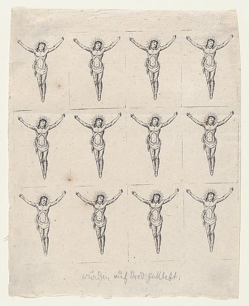 Sheet of Twelve Crucified Christs by Anonymous, German, 19th century