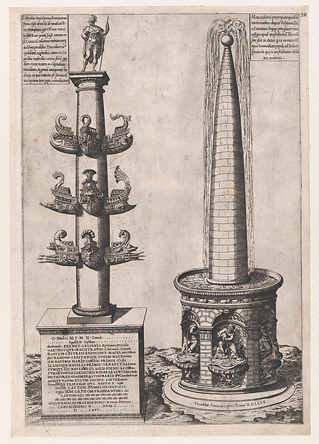 Speculum Romanae Magnificentiae: Column of Dilius and Obelisque Fountain