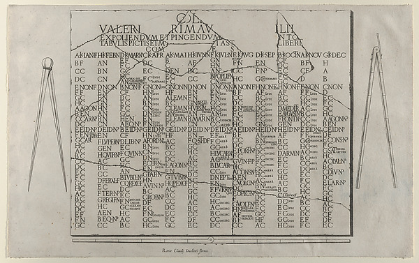 Speculum Romanae Magnificentiae: Tablet with Calendar from the Farnese Palace