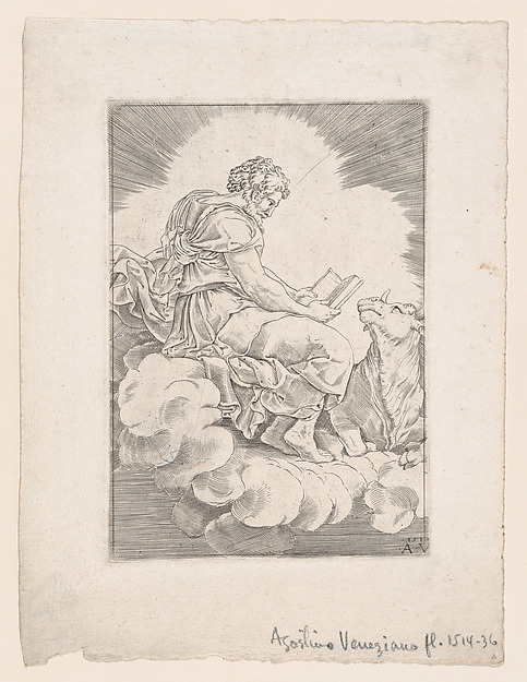 Saint Luke by Agostino Veneziano (Agostino dei Musi)