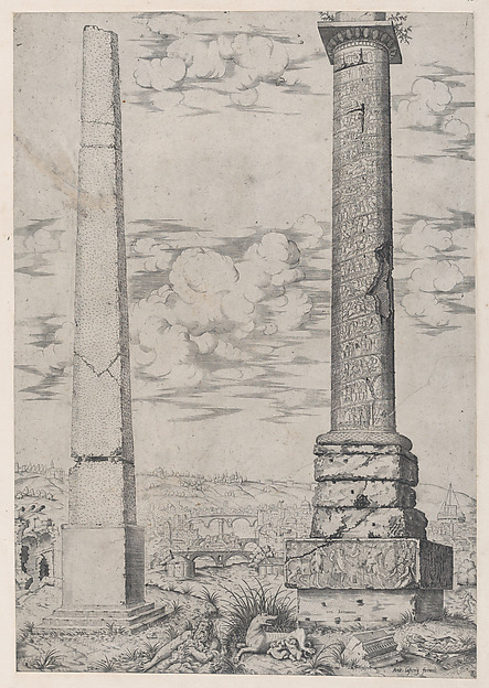 Speculum Romanae Magnificentiae: Column of Antoninus and a Roman Obelisk