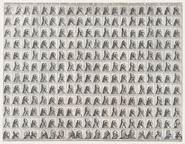 Small Portraits of the Popes from Christ to Innocent IX, from "Speculum Romanae Magnificentiae" by Giovanni Ambrogio Brambilla