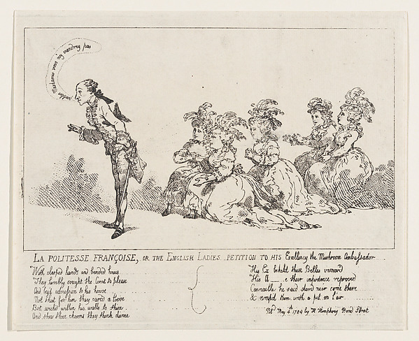 La politesse Françoise, or The English Ladies Petition to His Excellency the Mushroom Ambassador