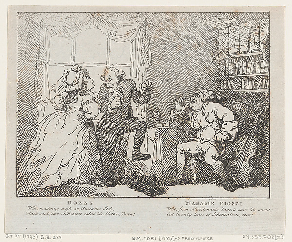 Bozzy and Madame Piozzi (Frontispiece, "Bozzy and Piozzi" by Peter Pindar)