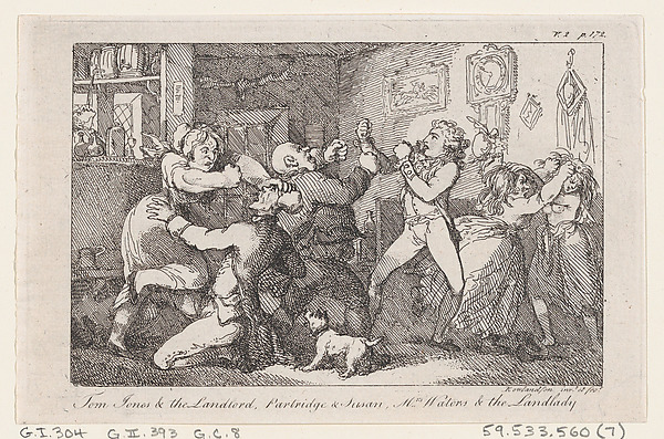 Tom Jones & the Landlord, Partridge & Susan, Mrs Waters & the Landlady, from "The History of Tom Jones, a Foundling"