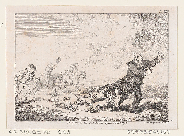 Parson Adams Engaged In A Perilous Hunting Adventure, from "The Adventures of Joseph Andrews, and his friend Mr. Abraham Adams" by Thomas Rowlandson