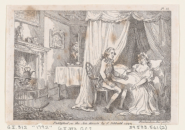 Lady Booby attempts to seduce the immaculate Joseph, from "The Adventures of Joseph Andrews, and His Friend Mr. Abraham Adams" by Thomas Rowlandson