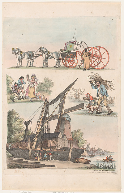 Plate 9, Outlines of Figures, Landscapes and Cattle...for the Use of Learners